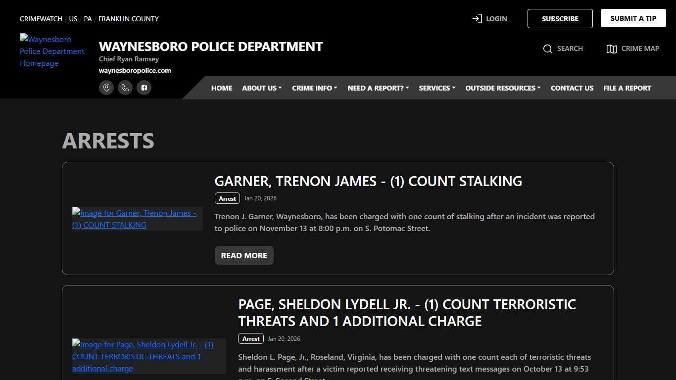 Waynesboro Police Department Arrests CRIMEWATCH