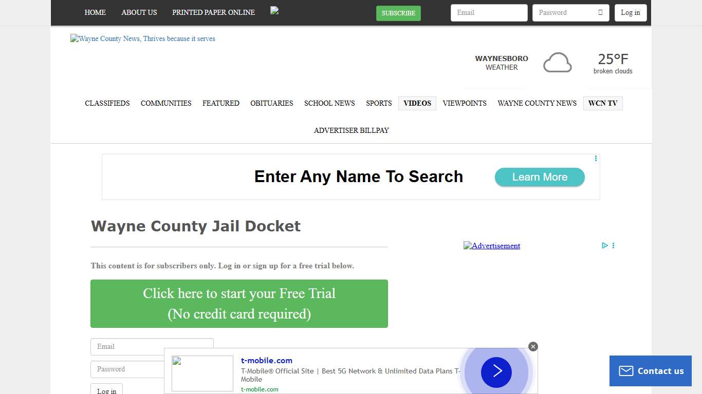 Wayne County Jail Docket